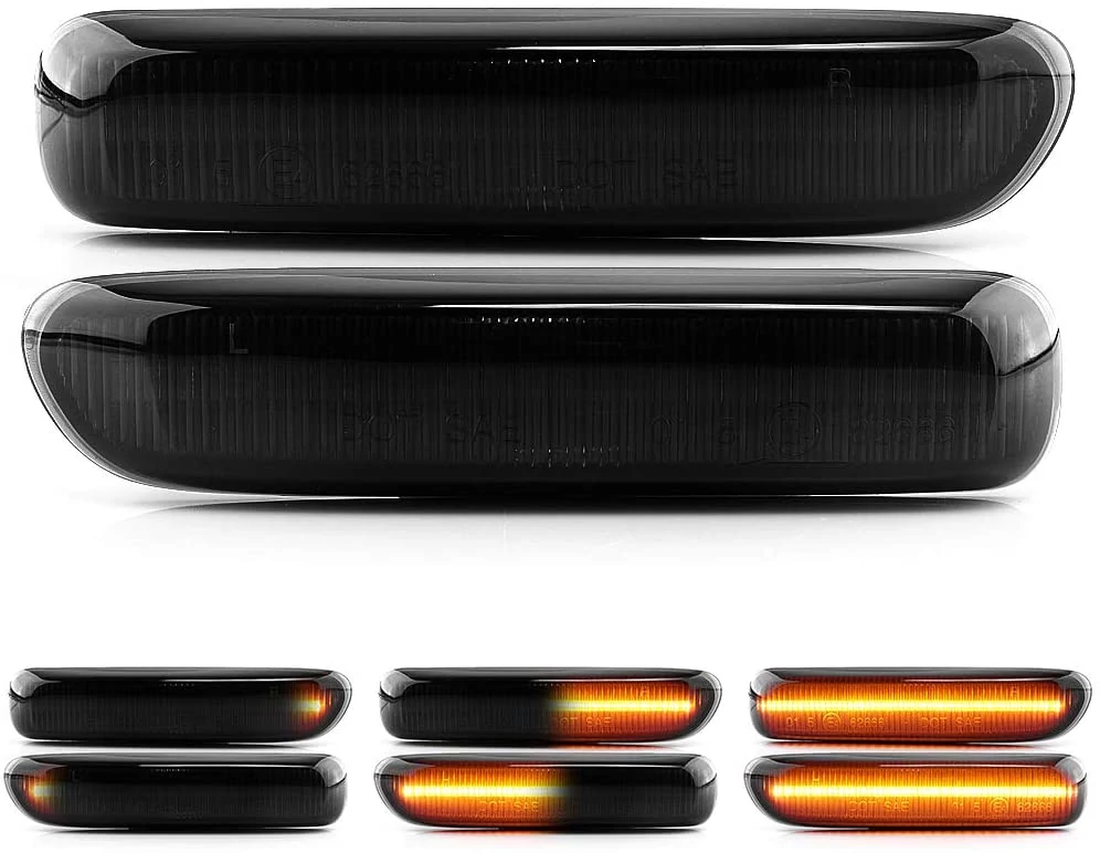 BMW E46 facelift előtti füst fekete burás futófényes SMD LED oldalindex szett