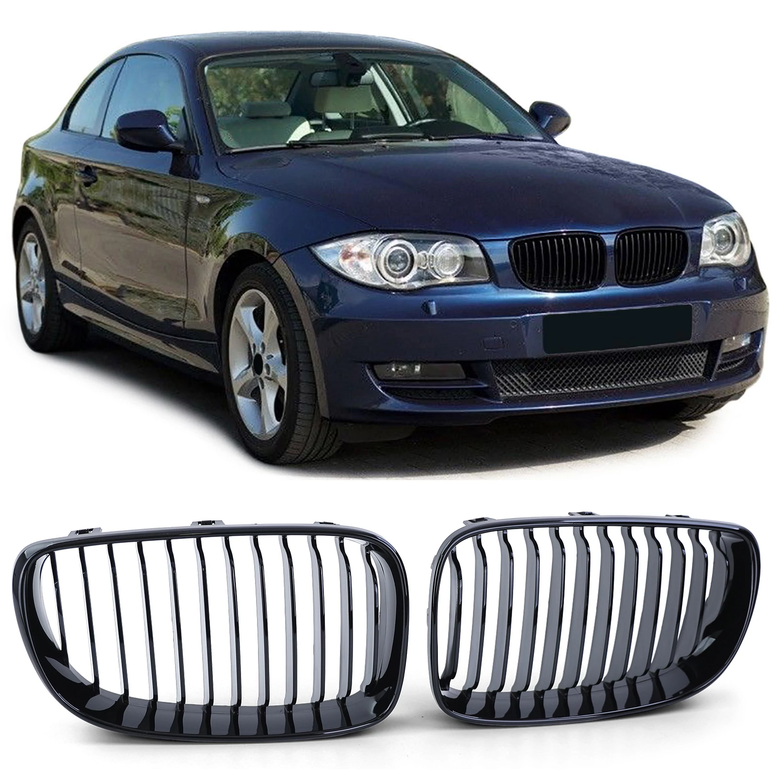 BMW E81 E82 E87 E88 facelift lakkozott fekete vese