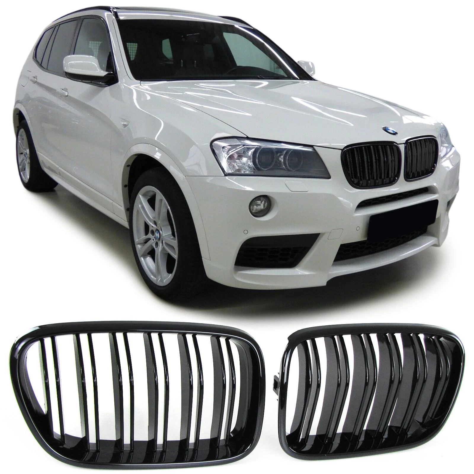 BMW F25 X3 2010-2014 lakkozott fekete M4 stílusú vese