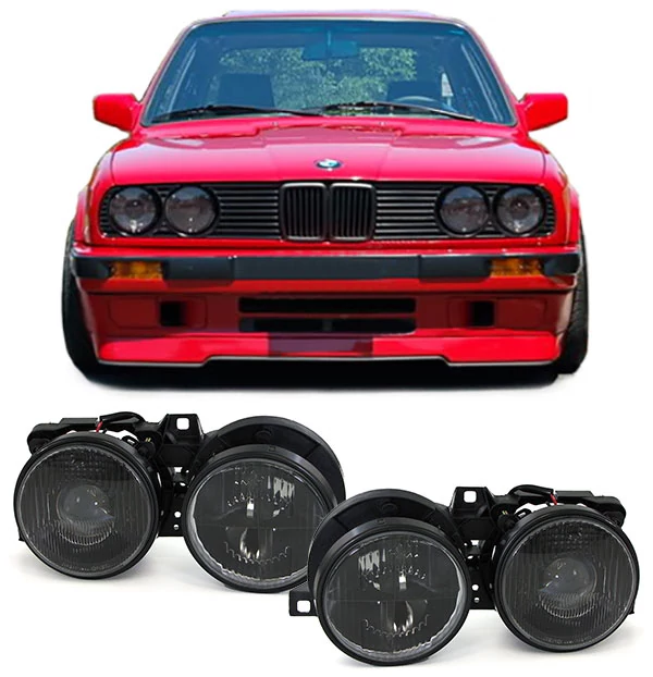 BMW E30 1987-1993 H1 utángyártott első fekete fényszóró pár