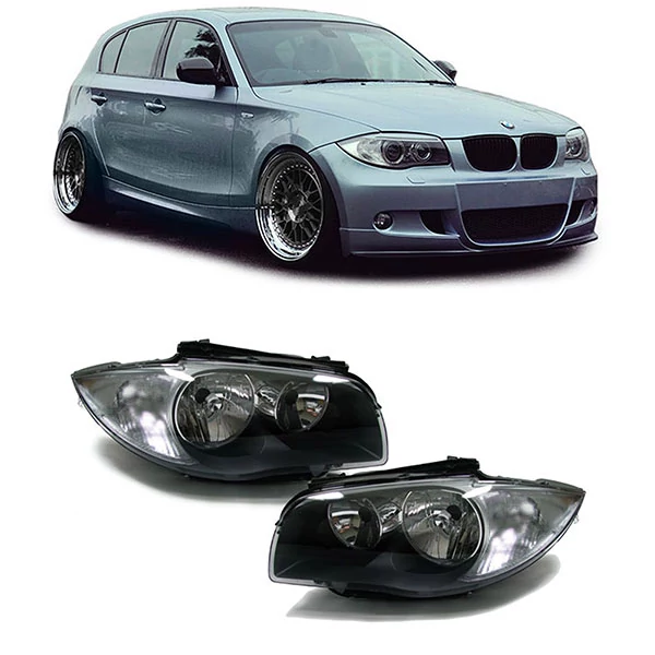 BMW E81 E82 E87 E88 H7 utángyártott első fekete fényszóró pár