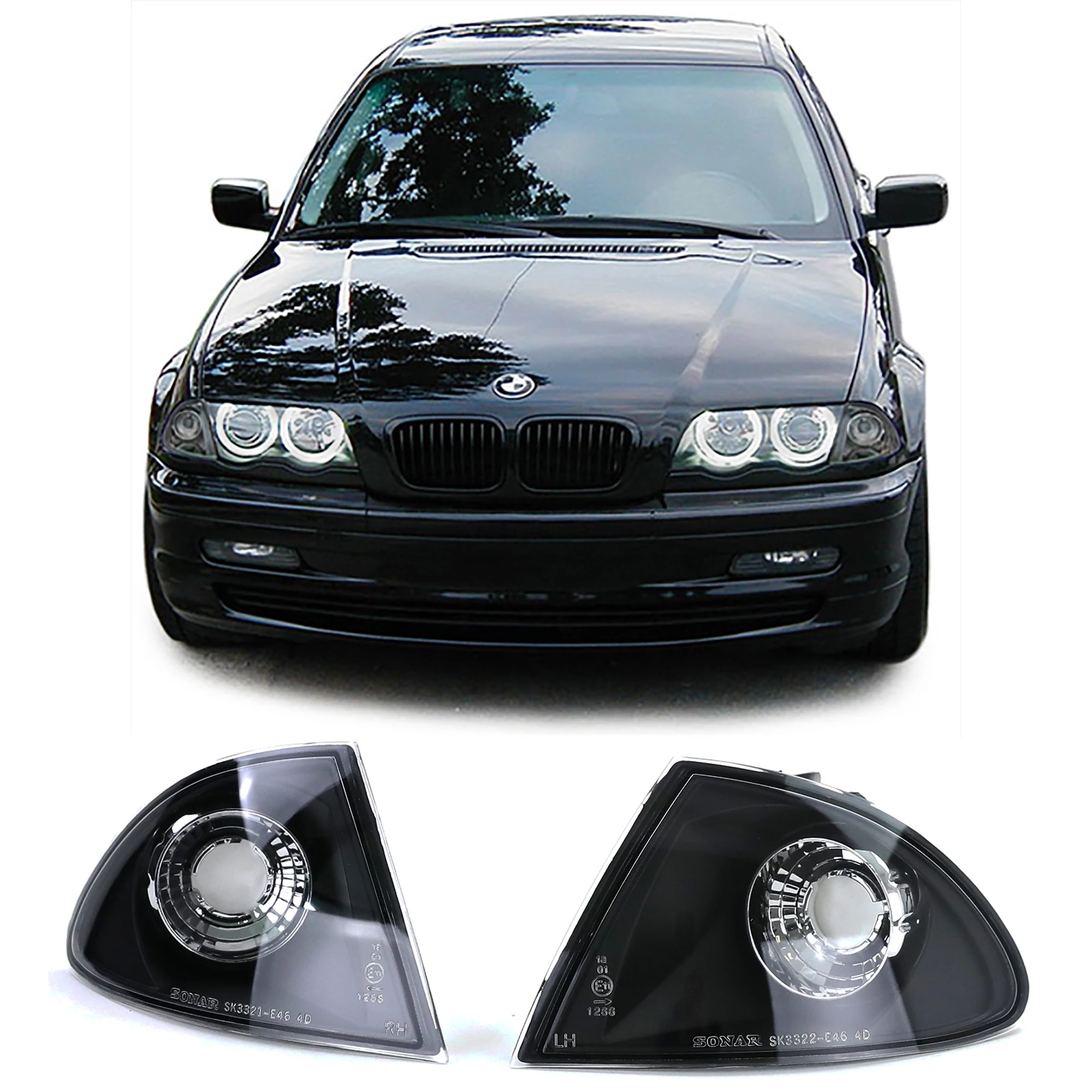 BMW E46 1998-2001 limousine touring fekete átlátszó burás első index pár