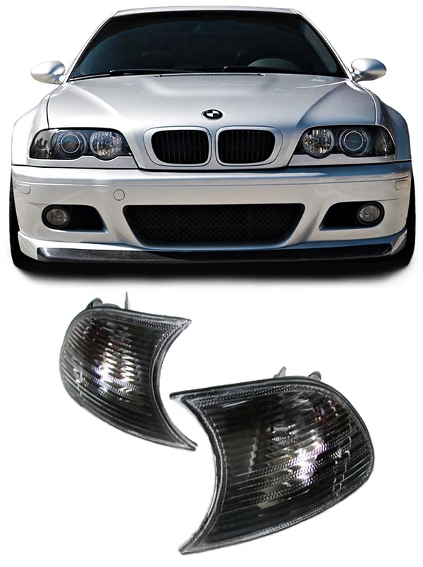 BMW E46 1998-2001 coupe cabrio fekete kristály első index pár