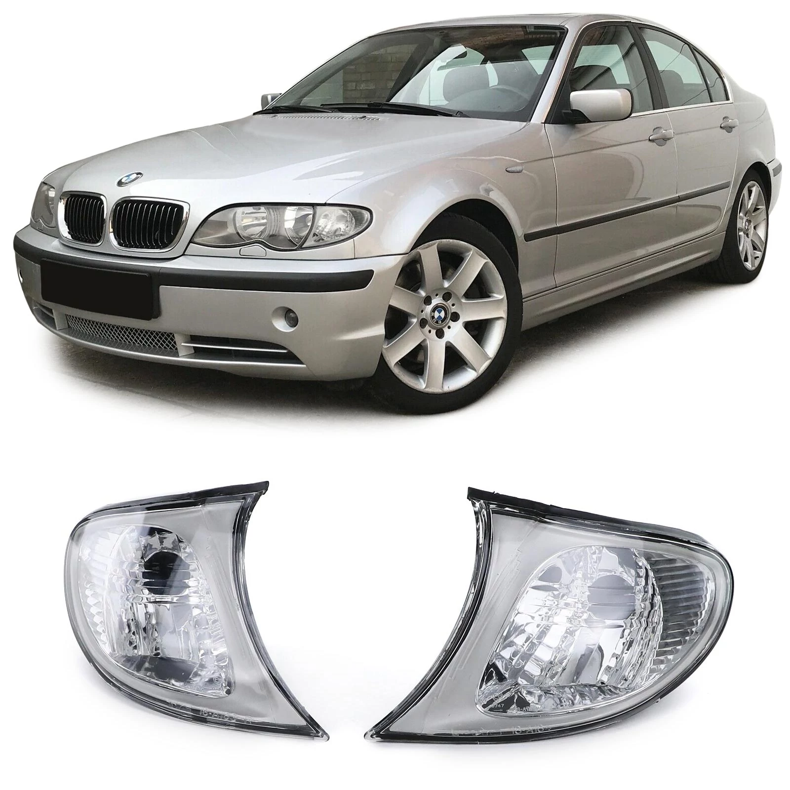 BMW E46 2001-2005 limousine touring króm átlátszó burás első index pár