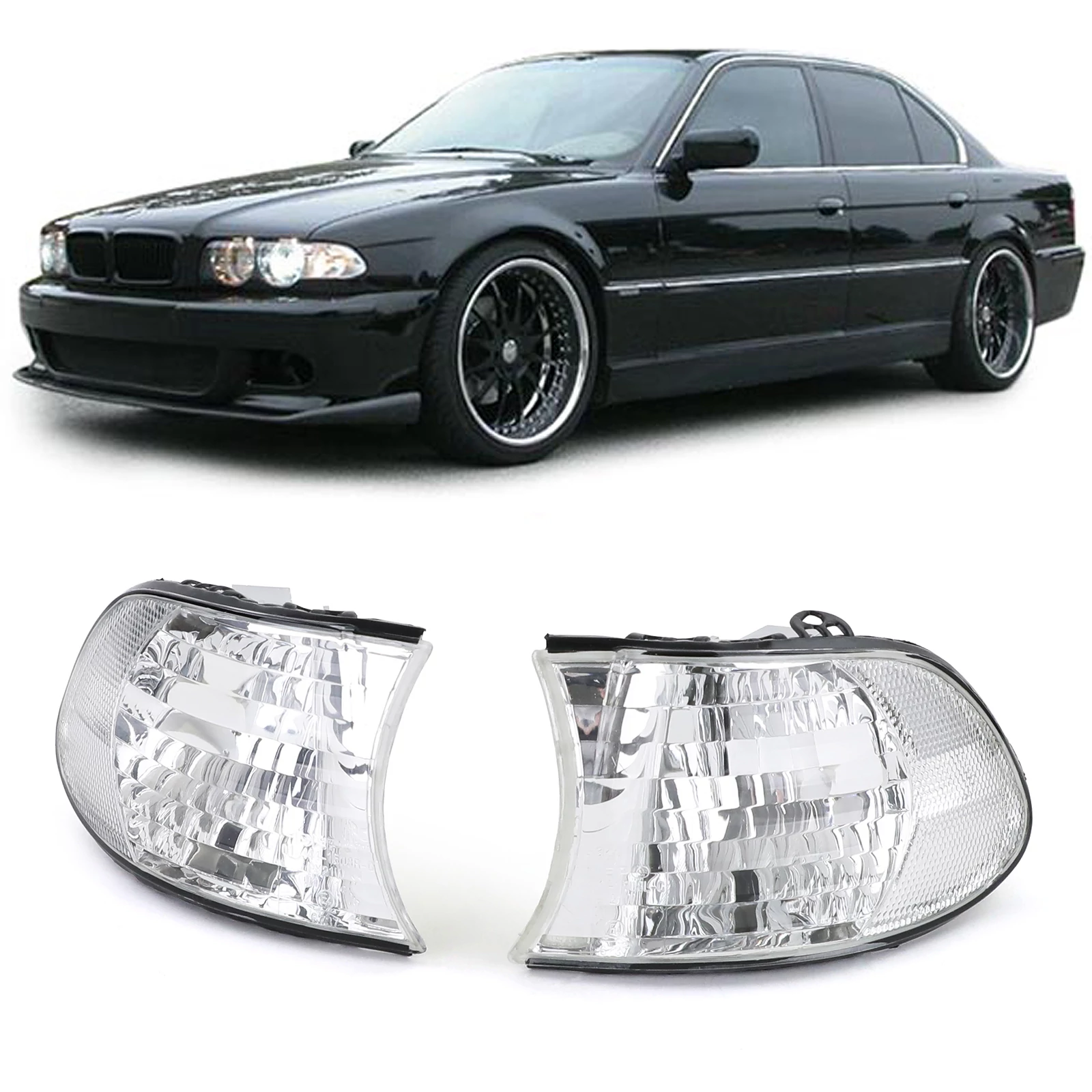 BMW E38 1998-2001 fehér kristály burás első index pár