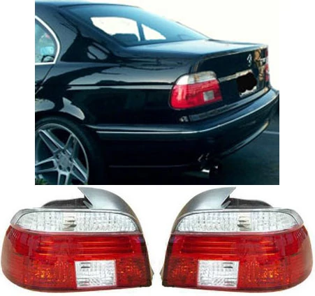 BMW E39 1995-2000 limousine piros fehér kristály burás hátsó lámpa pár