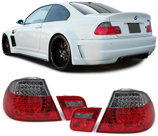 BMW E46 1998-2003 coupe piros füst LED-es hátsó lámpa pár