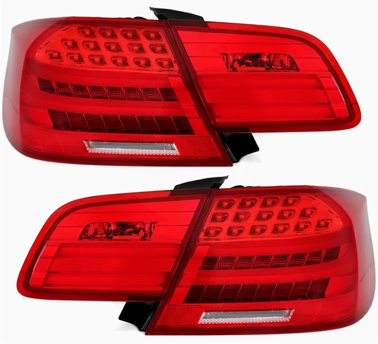 BMW E92 2006-2010 piros fehér LCI optikás átlátszó burás Lightbar LED-es hátsó lámpa pár