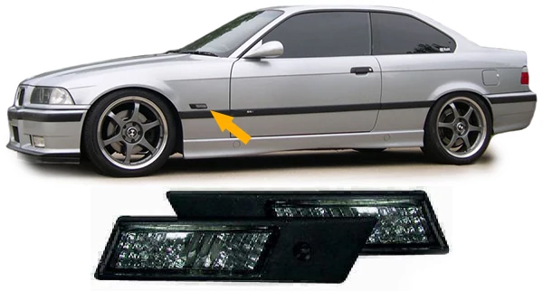 BMW E34 88-95 E36 90-95 facelift előtti fekete kristály burás oldalindex pár