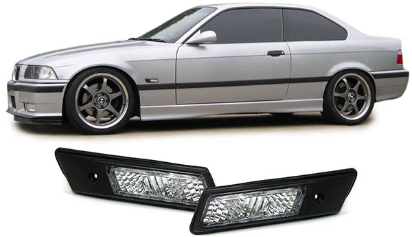 BMW E34 88-95 E36 90-95 facelift előtti fekete házas kristály burás oldalindex pár