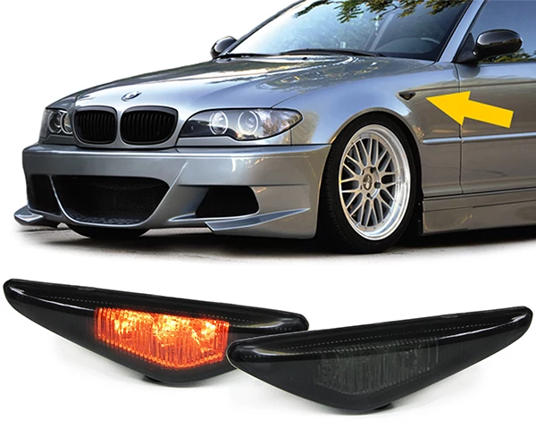 BMW E46 facelift coupe cabrio fekete burás futófényes SMD LED oldalindex szett