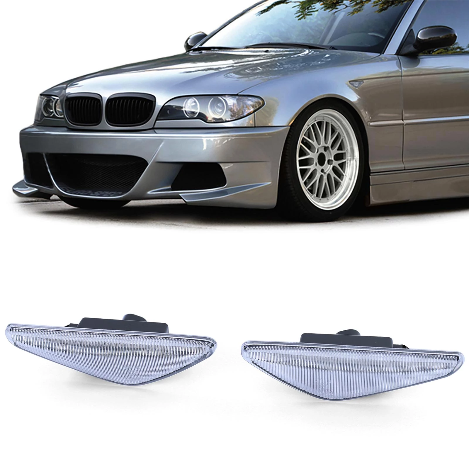 BMW E46 facelift coupe cabrio fehér burás futófényes SMD LED oldalindex szett