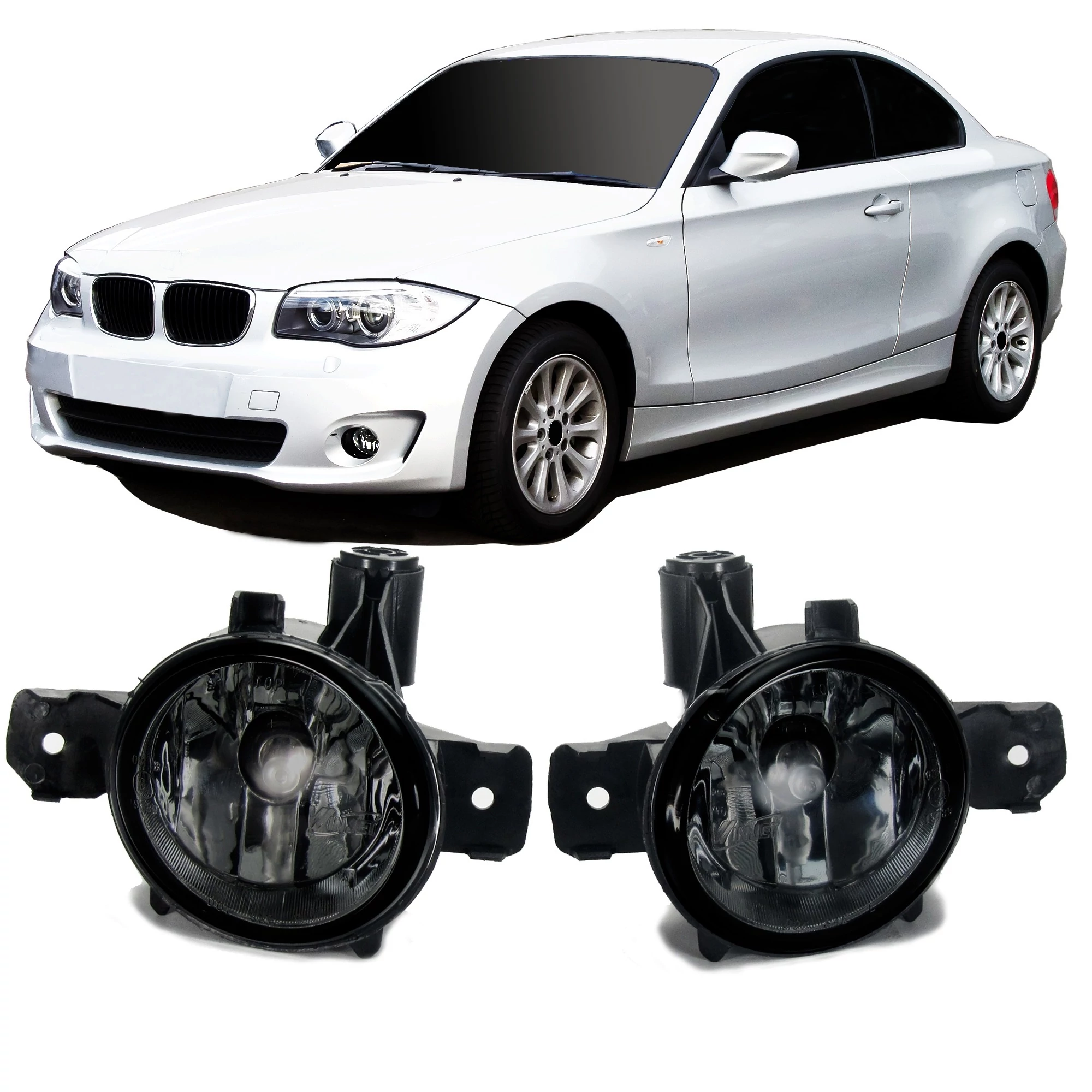 BMW E81 E82 E87 E88 fekete füst burás H11 ködlámpa pár