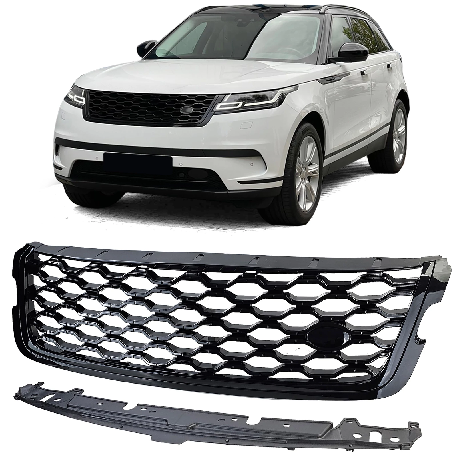 Range Rover Velar L560 2017-2023 lakkozott fekete méhsejtes hűtőrács