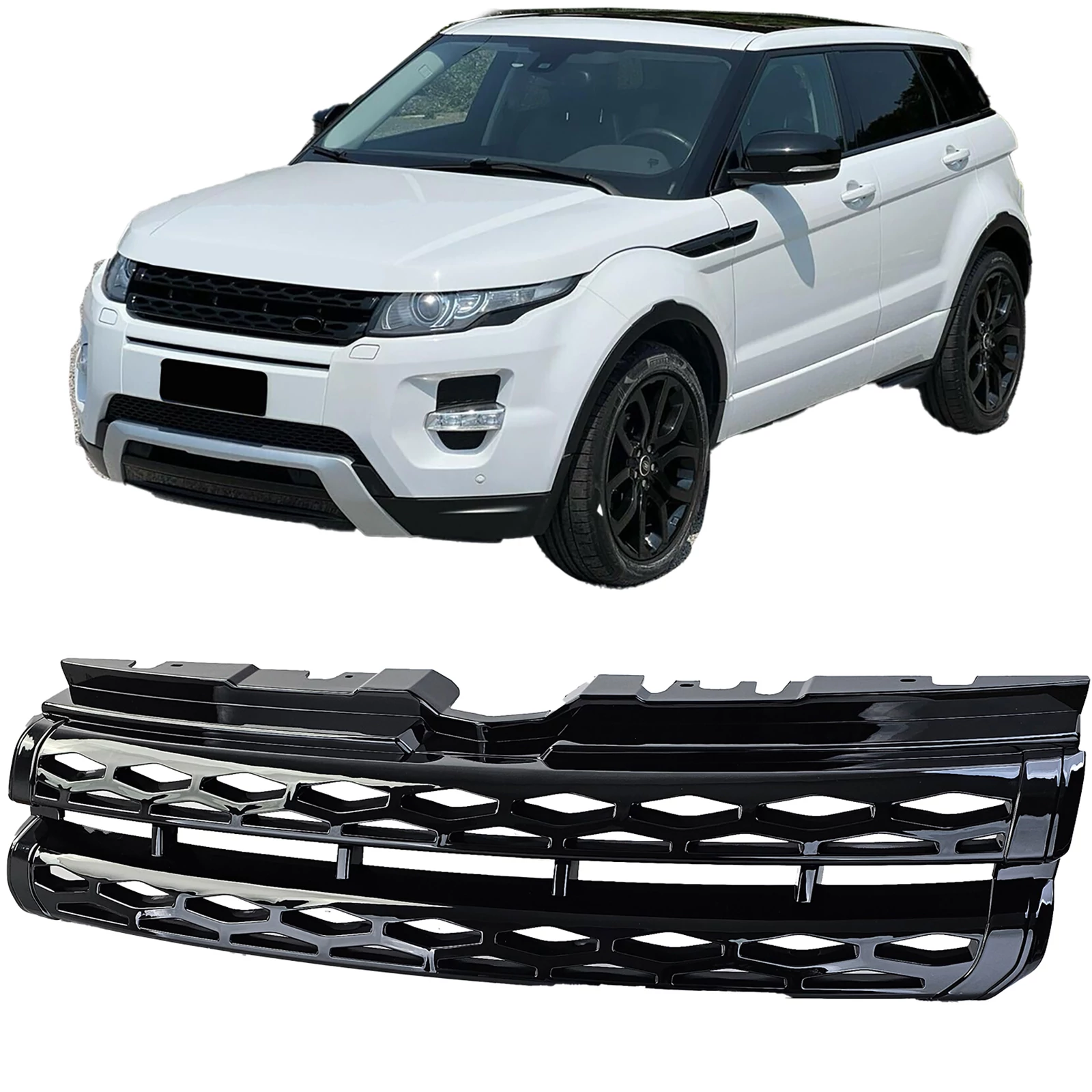 Range Rover Evoque L538 2011-2015 méhsejtes stílusú lakkozott fekete hűtőrács