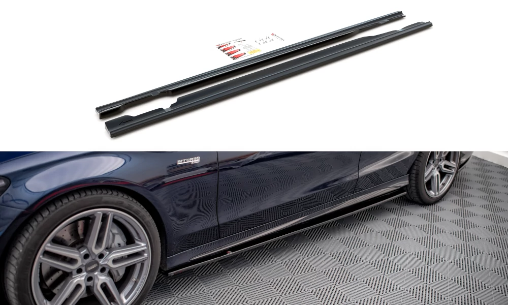 Mercedes W205 Sedan S205 Kombi C43 AMG 2016-2018 Maxton Design lakkozott fekete küszöb spoiler