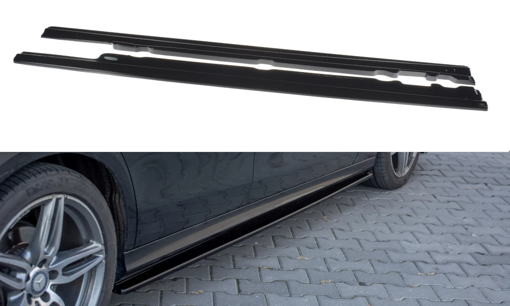Mercedes W213 2016-2020 AMG-LINE + E43 AMG Maxton Design Lakkozott fekete küszöb spoiler