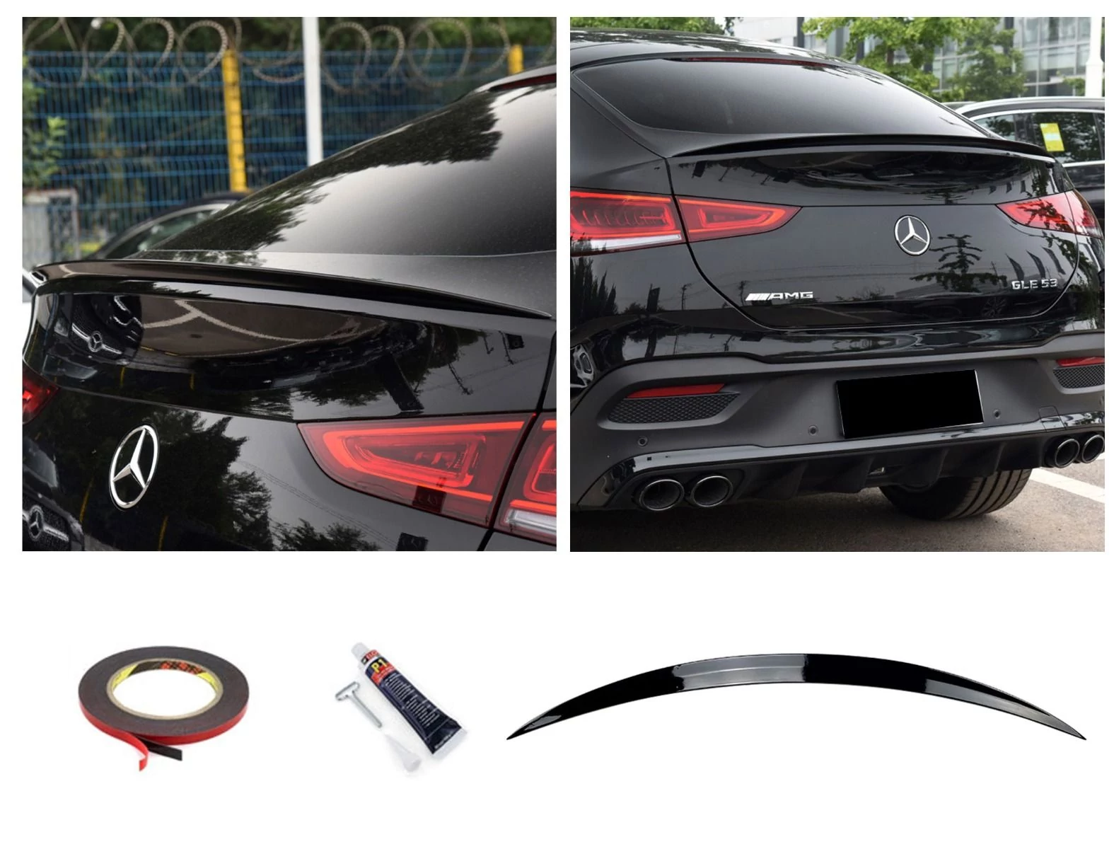 Mercedes Benz GLE C167 coupe AMG stílusú lakkozott fekete csomagtartó spoiler