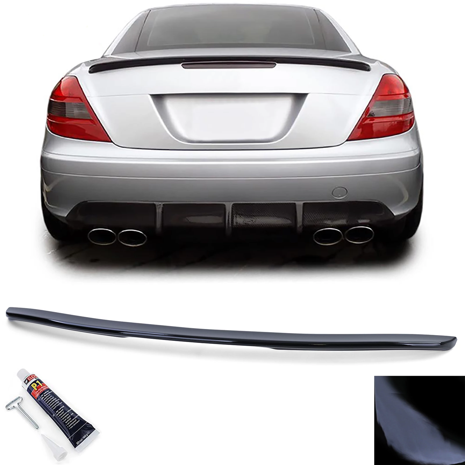 Mercedes Benz R171 SLK-osztály coupe cabrio AMG stílusú lakkozott fekete csomagtartó spoiler
