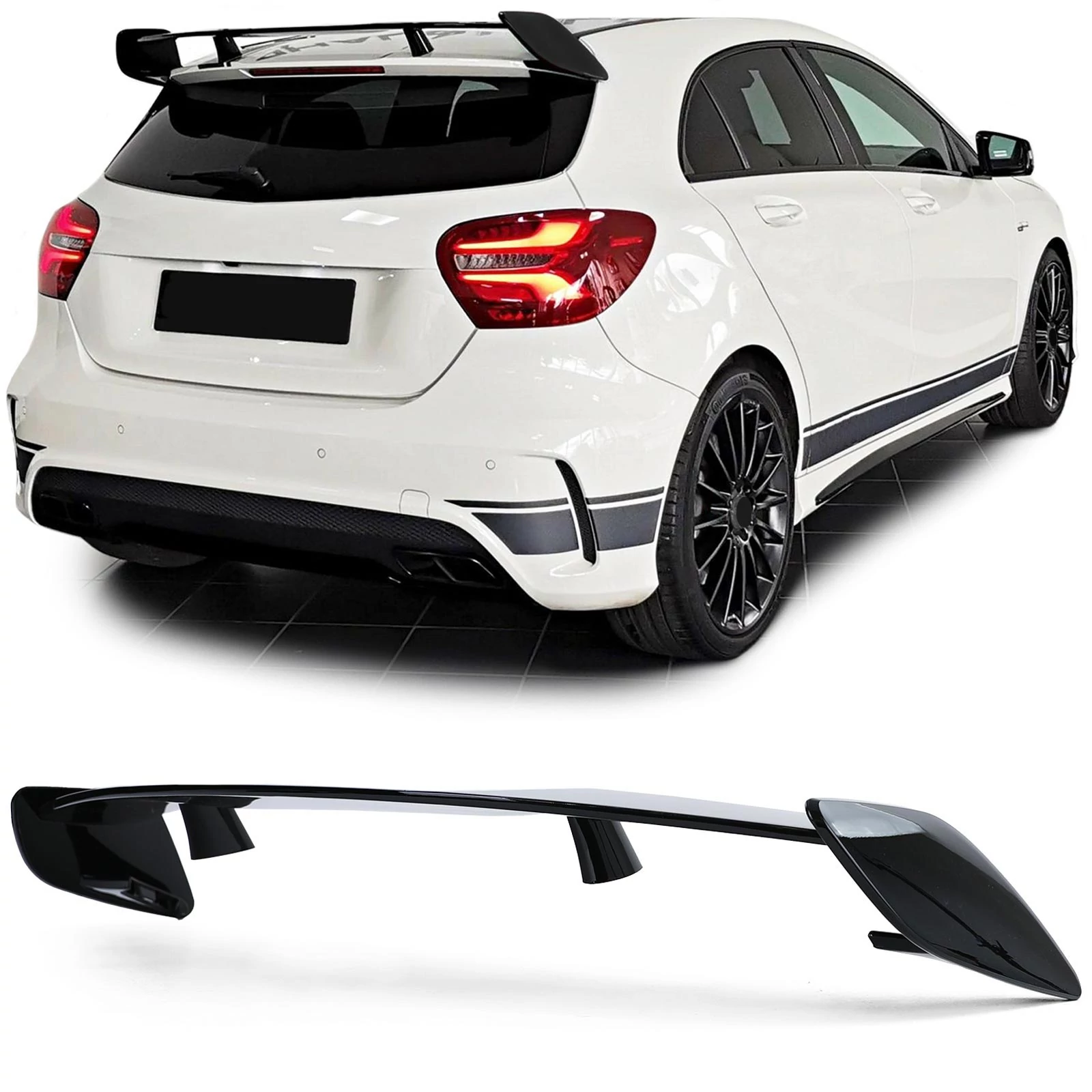 Mercedes Benz W176 A-osztály 45 AMG stílusú lakkozott fekete csomagtartó spoiler