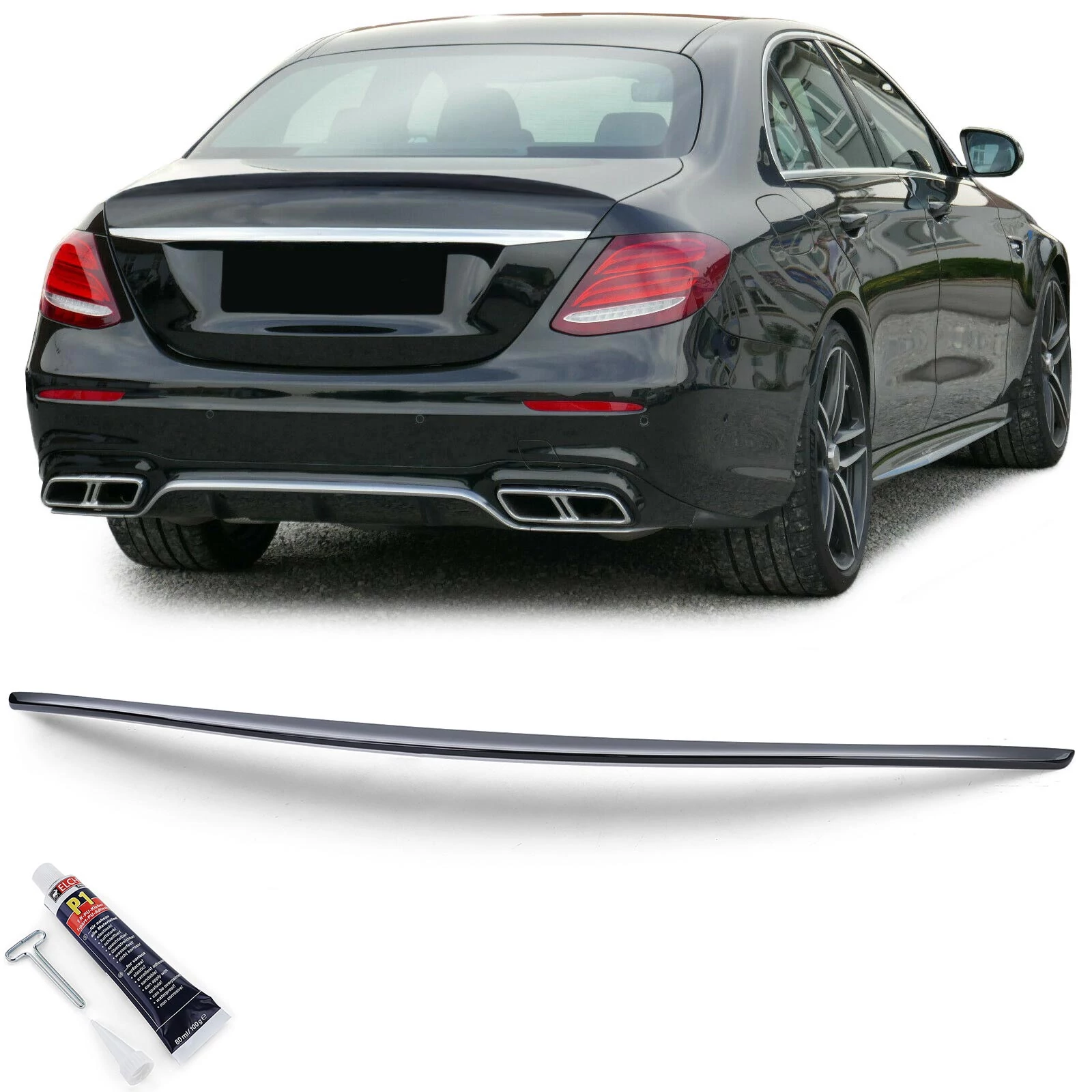 Mercedes Benz W213 E-osztály AMG stílusú lakkozott fekete csomagtartó spoiler