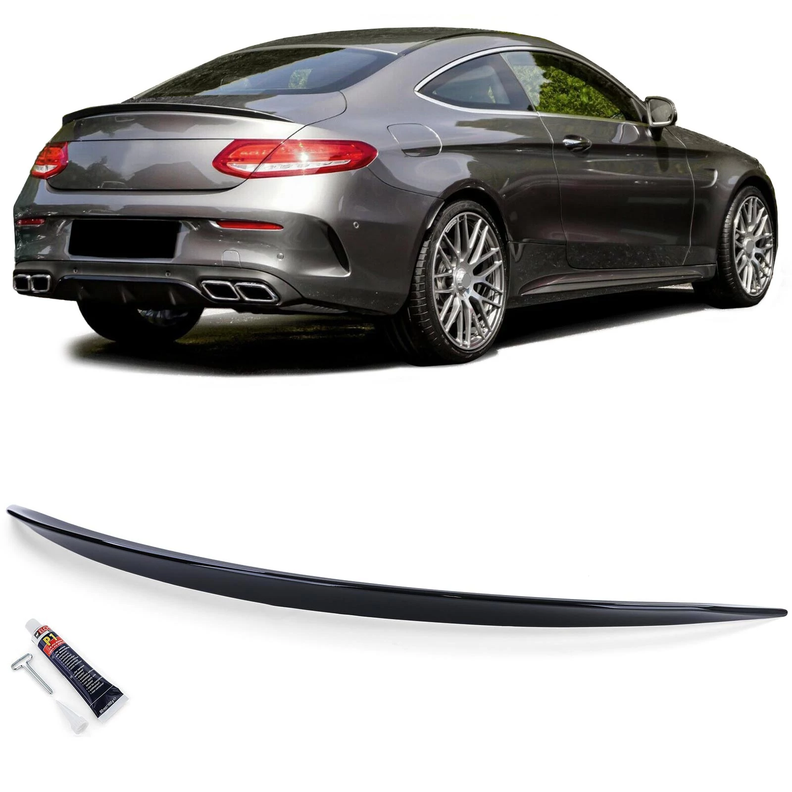 Mercedes Benz C205 coupe A205 cabrio C-osztály AMG stílusú lakkozott fekete csomagtartó spoiler