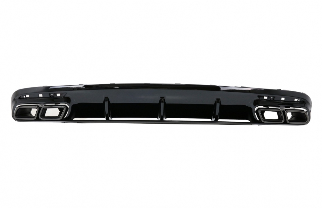 Mercedes Benz A217 C217 S-osztály coupe 2014-2020 AMG LINE-hoz  S63 AMG stílusú utángyártott lakk fekete hátsó diffúzor fekete króm kipufogó végekkel