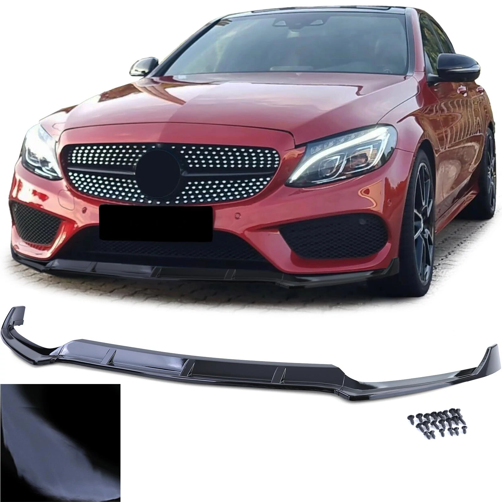 Mercedes W205 2014-2018 AMG-LINE-ra lakkozott fekete F1 koptató lippe