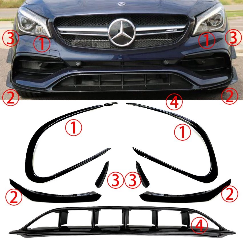Mercedes CLA C117 X117 W117 2016-2019 AMG-LINE-ra lakkozott fekete koptató lippe