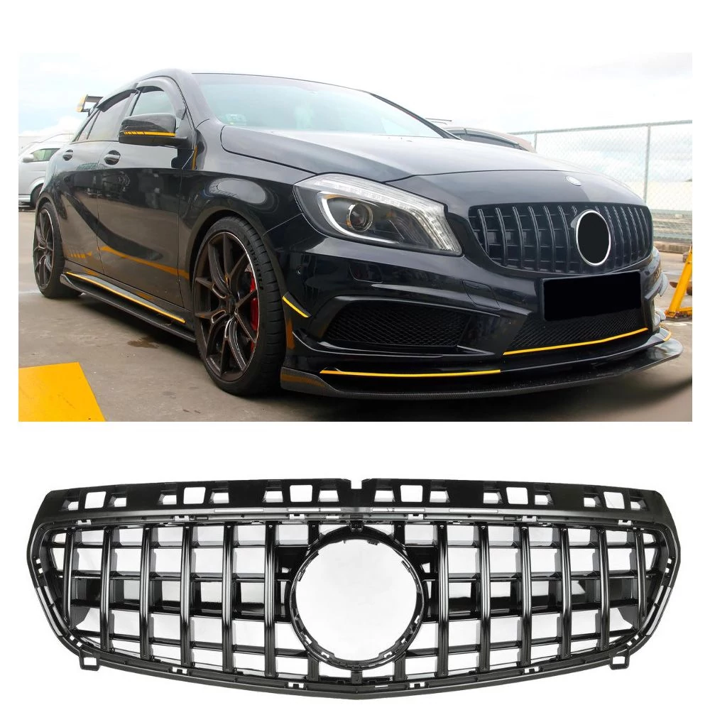 Mercedes Benz W176 A-osztály 2012-2015 lakkozott fekete hűtőrács Panamerica AMG GT stílusban