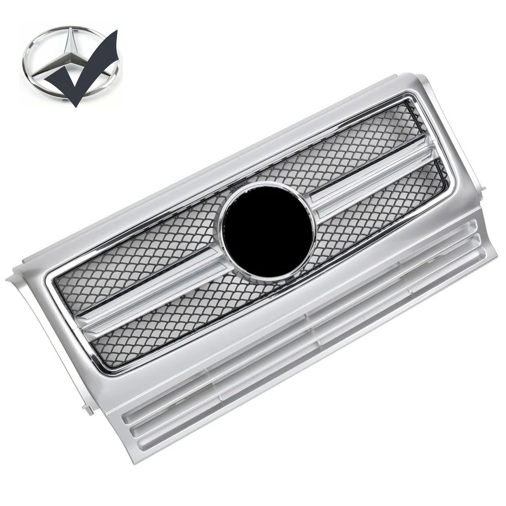 Mercedes Benz G-osztály W463 1990-2018 szatén ezüst - króm hűtőrács AMG stílusban