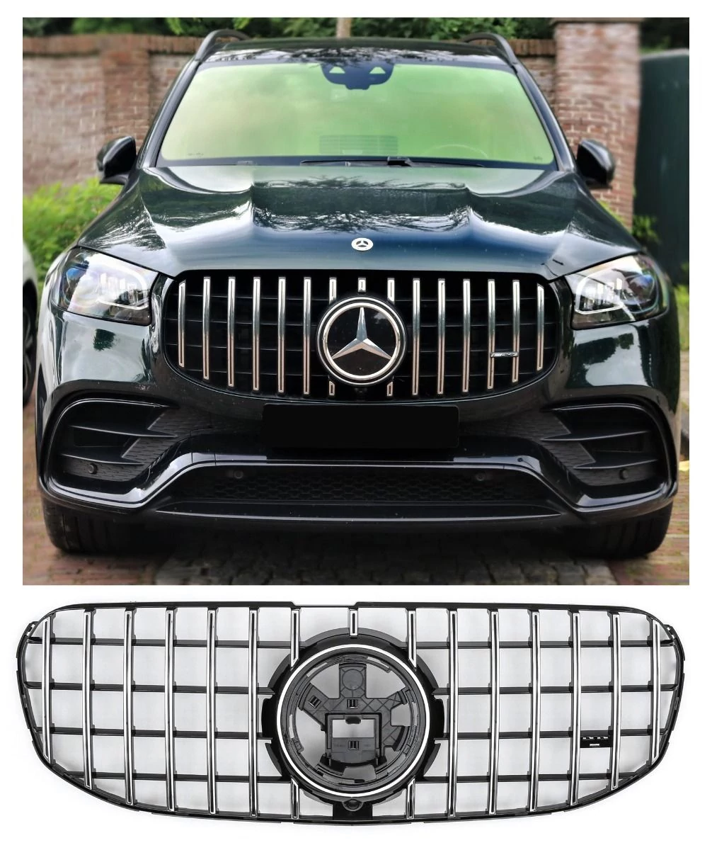 Mercedes Benz GLS X167 2019-2023 króm - fekete hűtőrács Panamerica AMG GT stílusban