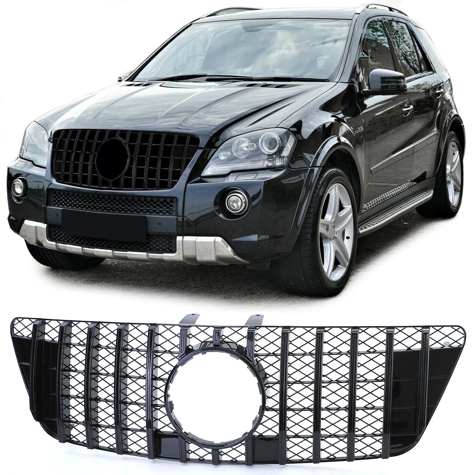 Mercedes Benz ML W164 2008-2011 lakkozott fekete hűtőrács Panamerica AMG GT stílusban (rácsos)