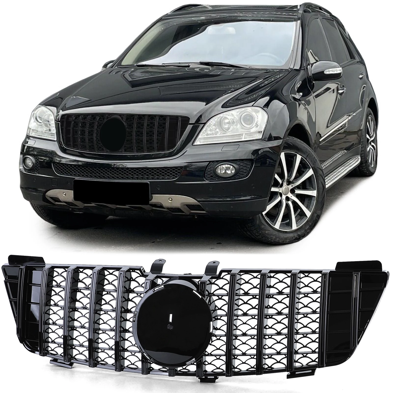 Mercedes Benz ML W164 2005-2008 lakkozott fekete hűtőrács Panamerica AMG GT stílusban