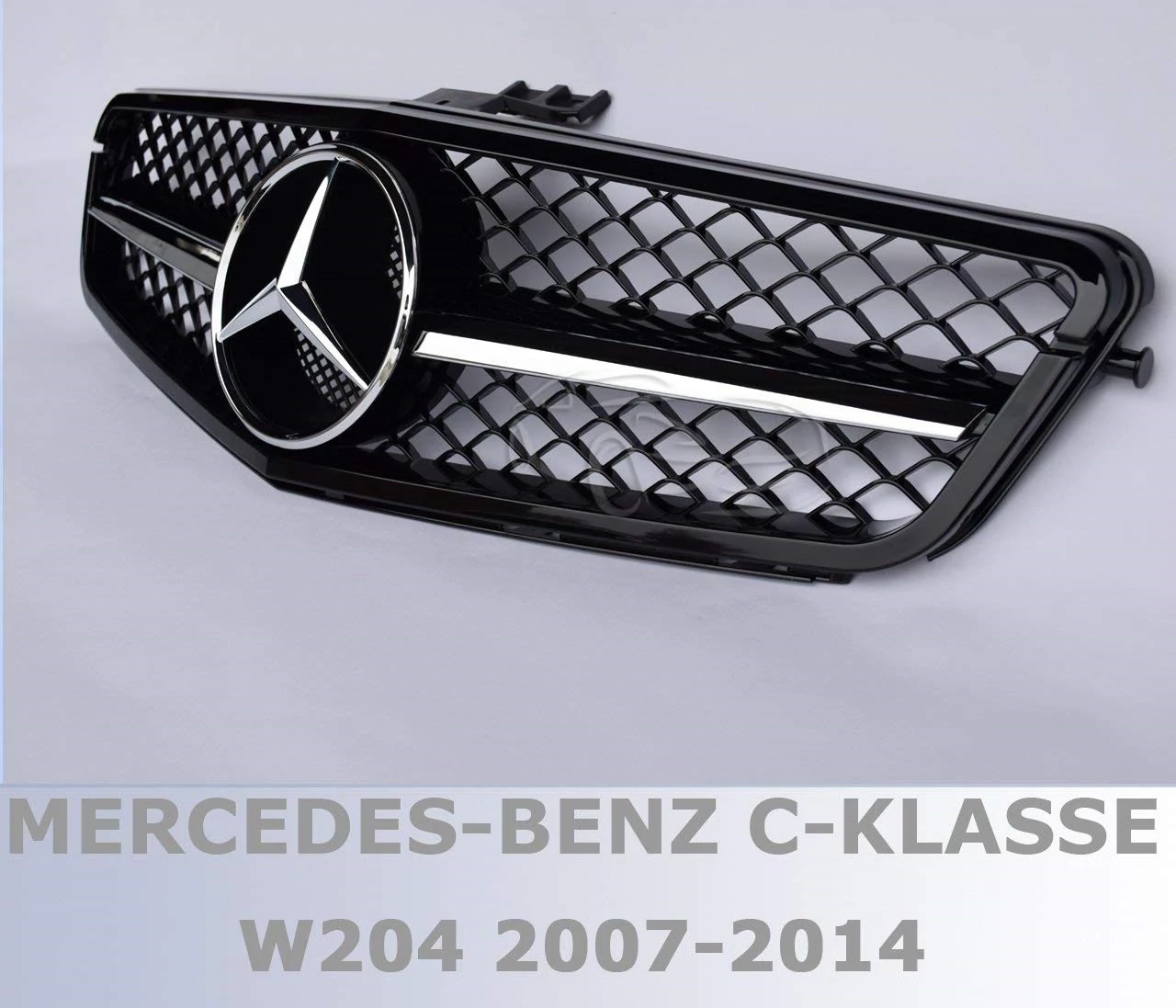 Mercedes Benz W204 fekete-króm hűtőrács C63 AMG stílusban