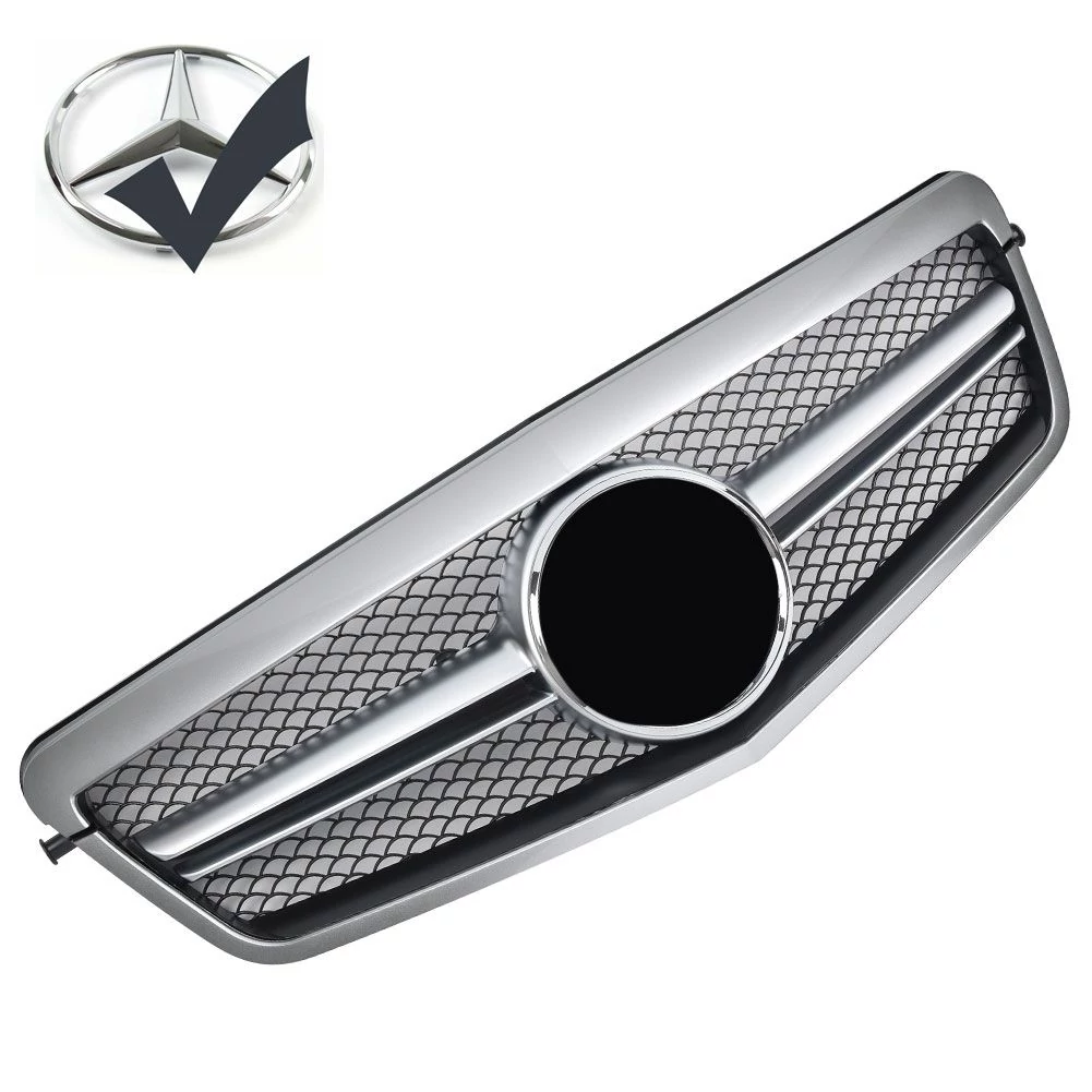 Mercedes Benz W212 2009-2013 szatén ezüst hűtőrács facelift E63 AMG stílusban