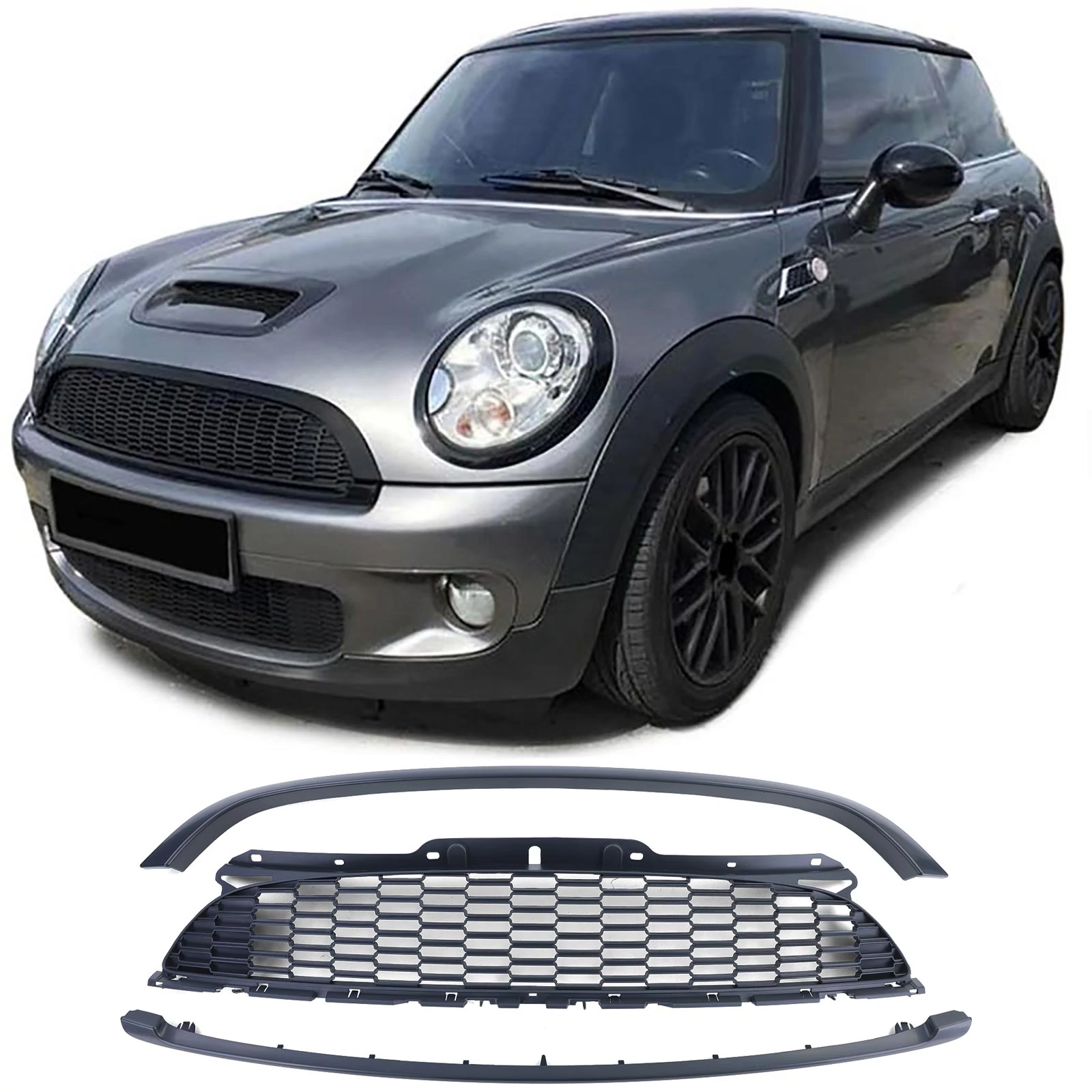 Mini Cooper R56 R57 2006-2009 matt fekete hűtőrács
