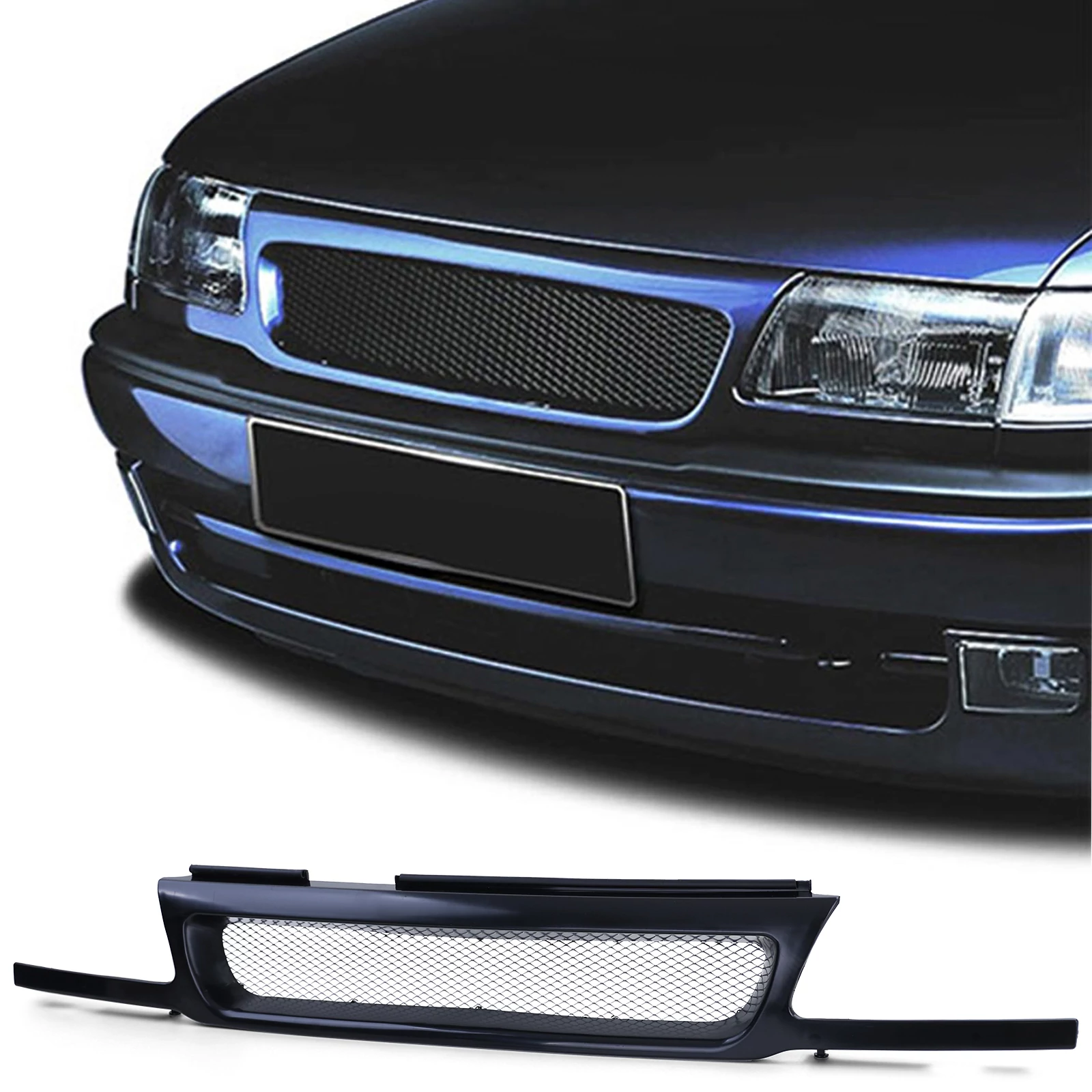 Opel Astra F 1994-1998 fekete hűtőrács keret szatén-ezüst ráccsal