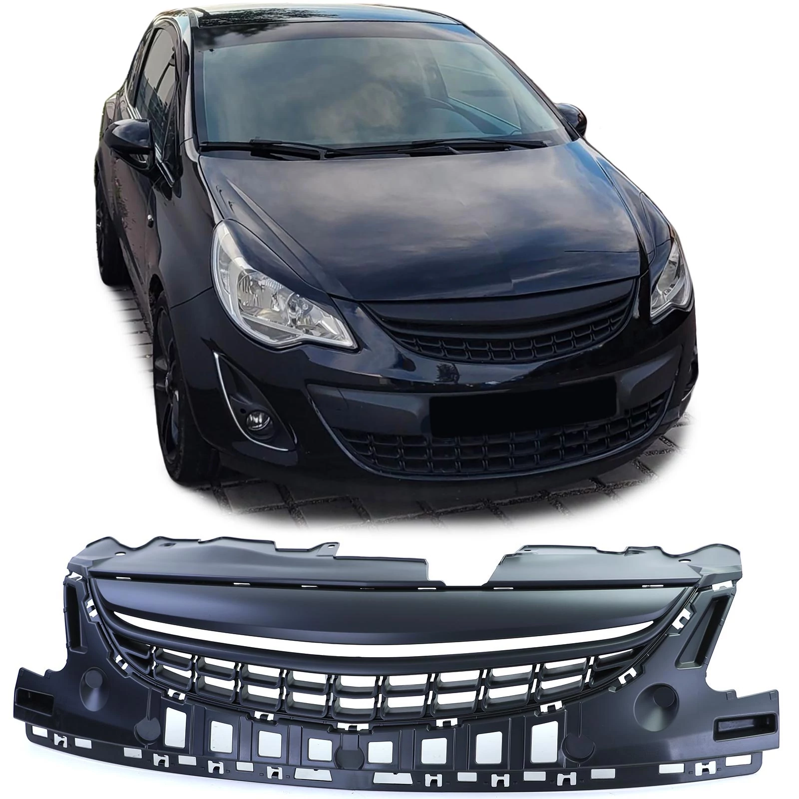 Opel Corsa D Facelift 2011-2014 matt fekete hűtőrács