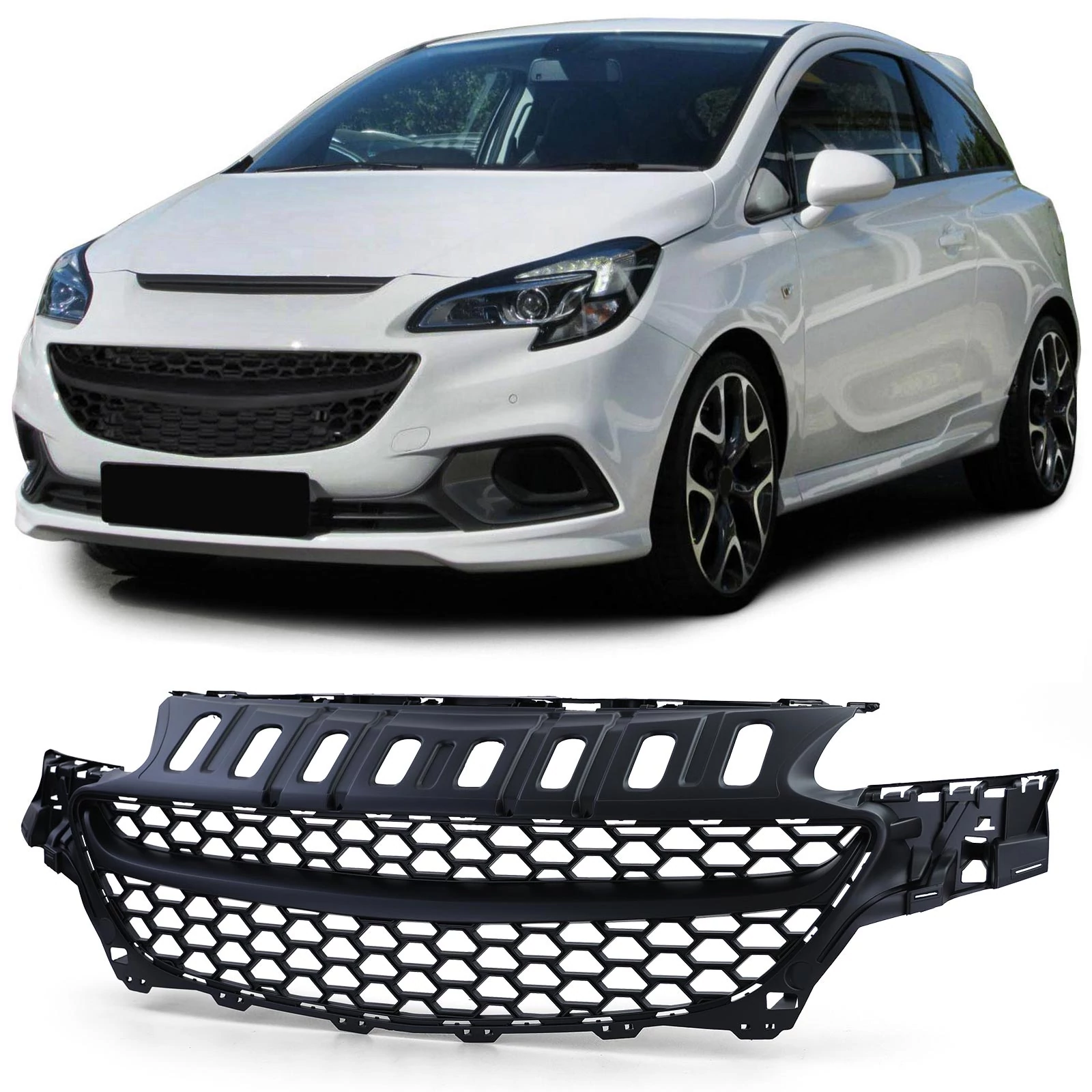 Opel Corsa E 2014- matt fekete embléma mentes hűtőrács