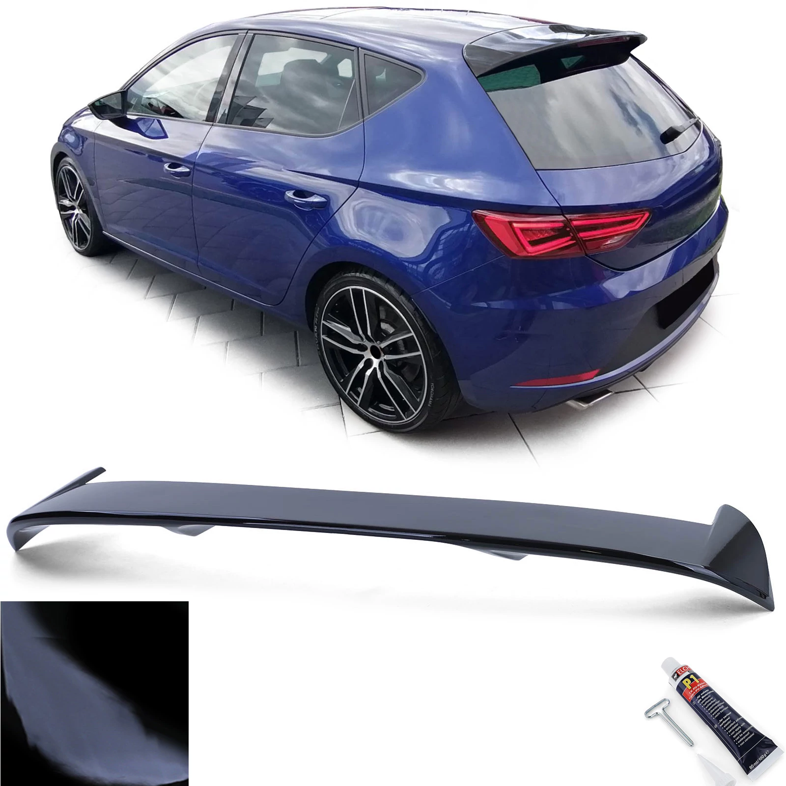 SEAT Leon III 5F 2012-2020 lakkozott fekete hátsó ablak / tető spoiler