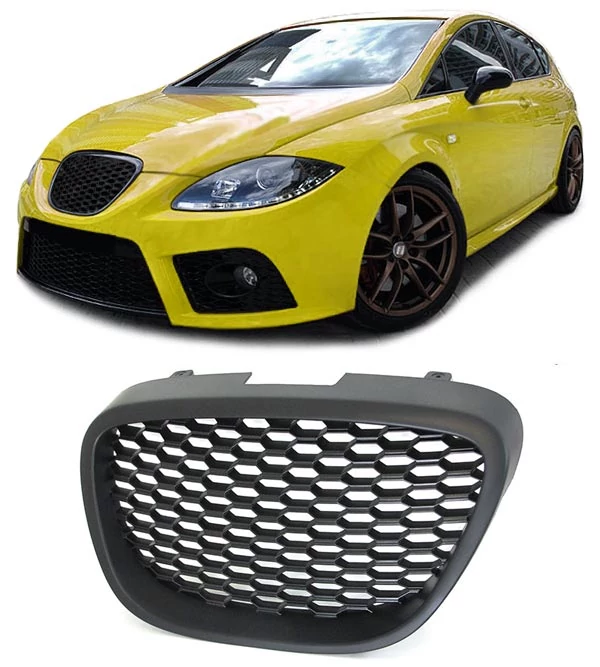 SEAT Altea 5P Toledo 5P Leon 1P 2004-2009 méhsejtes matt fekete RS hűtőrács