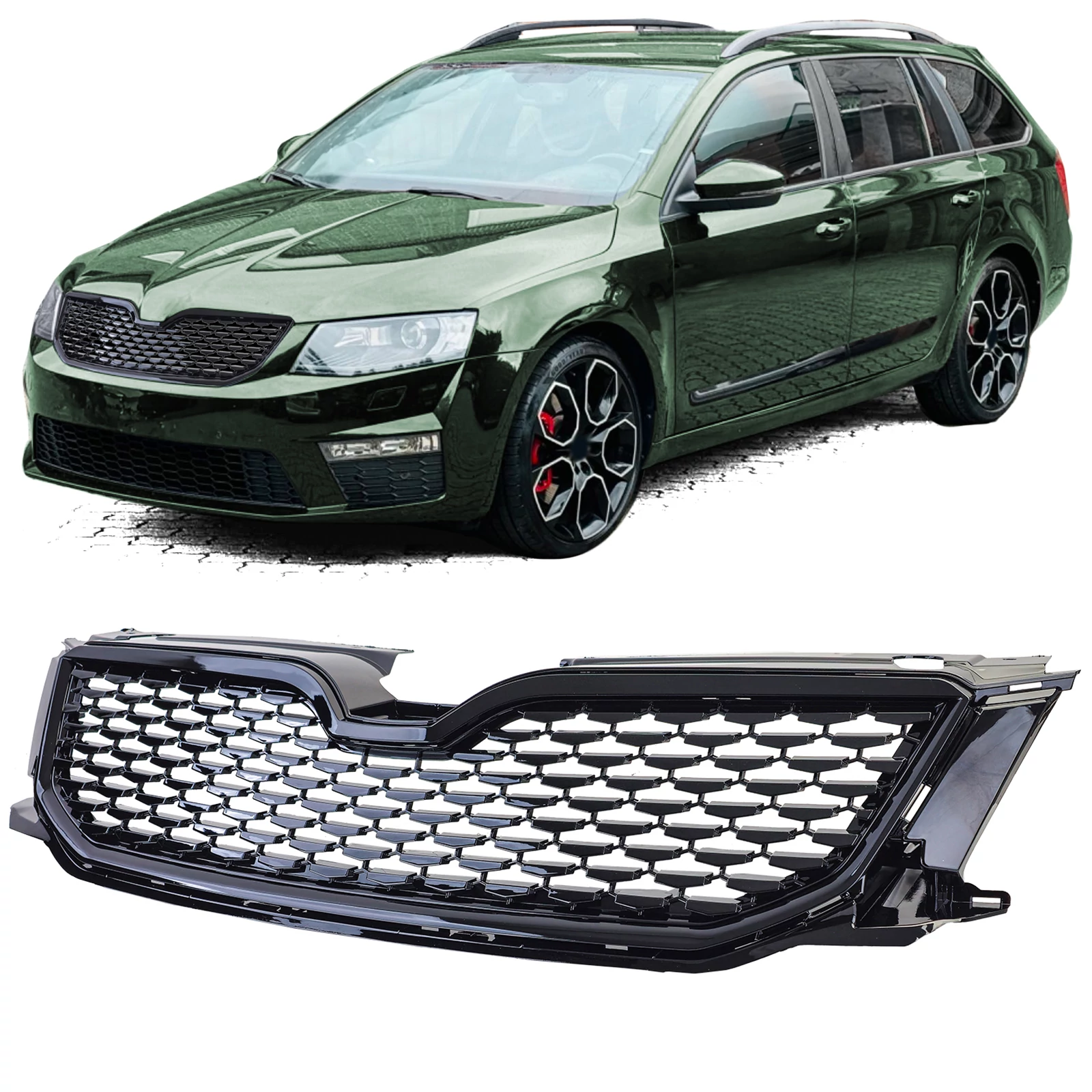 Skoda Octavia III 5E 2013-2017 lakk fekete RS stílusú hűtőrács