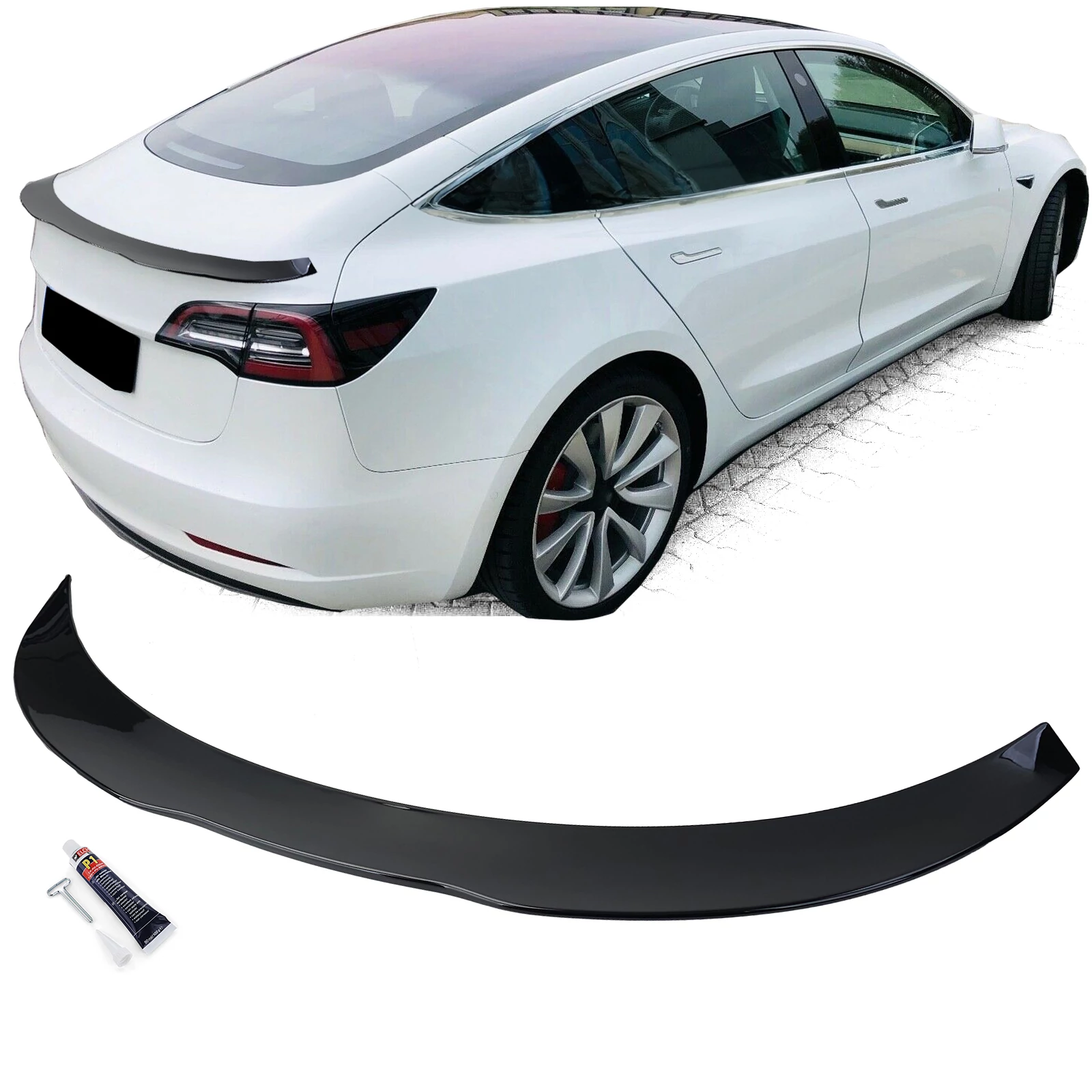 Tesla Model 3 2017- Performance lakkozott fekete csomagtartó spoiler