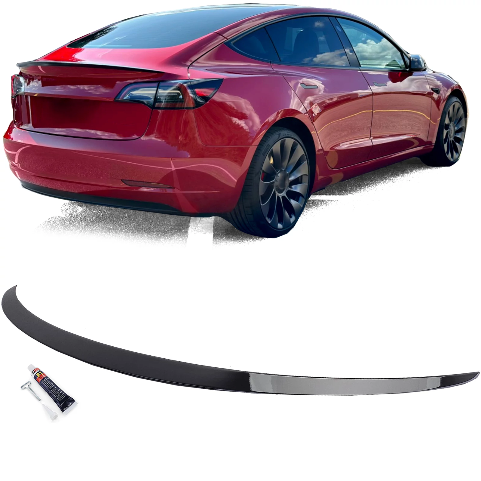 Tesla Model 3 2017- lakkozott fekete csomagtartó spoiler