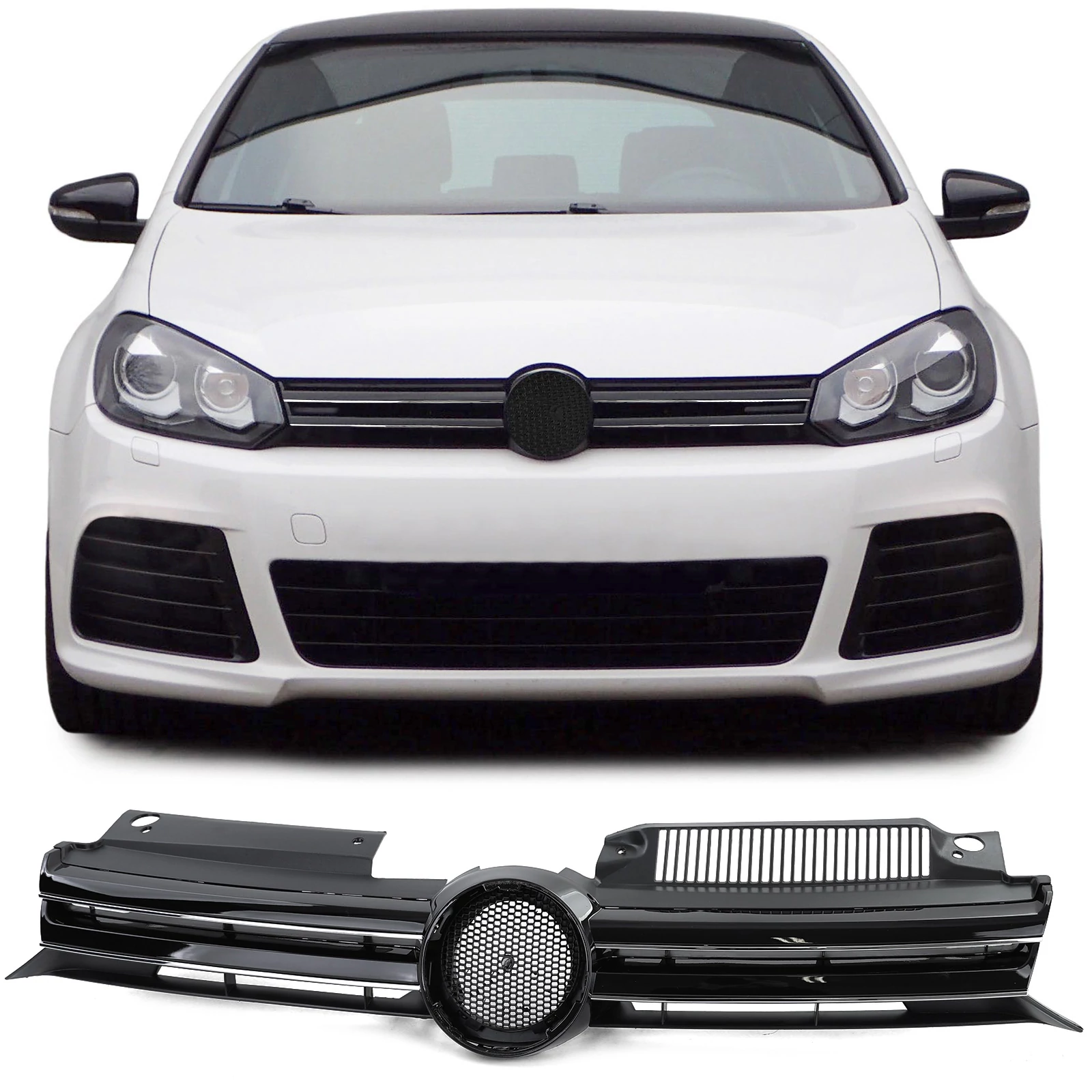 VW Volkswagen Golf VI - 6 GTI lakkozott fekete hűtőrács króm csíkokkal
