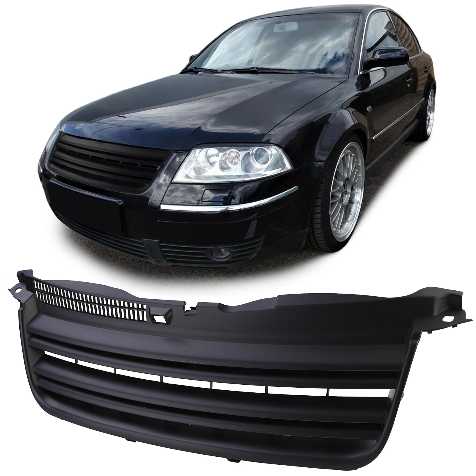 VW Volkswagen Passat B5.5 3BG 2000-2005 matt fekete R36 stílusú hűtőrács