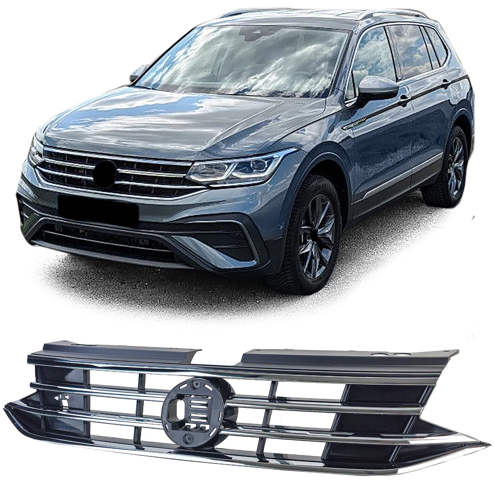 VW Volkswagen Tiguan II 2020-2023 lakkozott fekete - króm hűtőrács