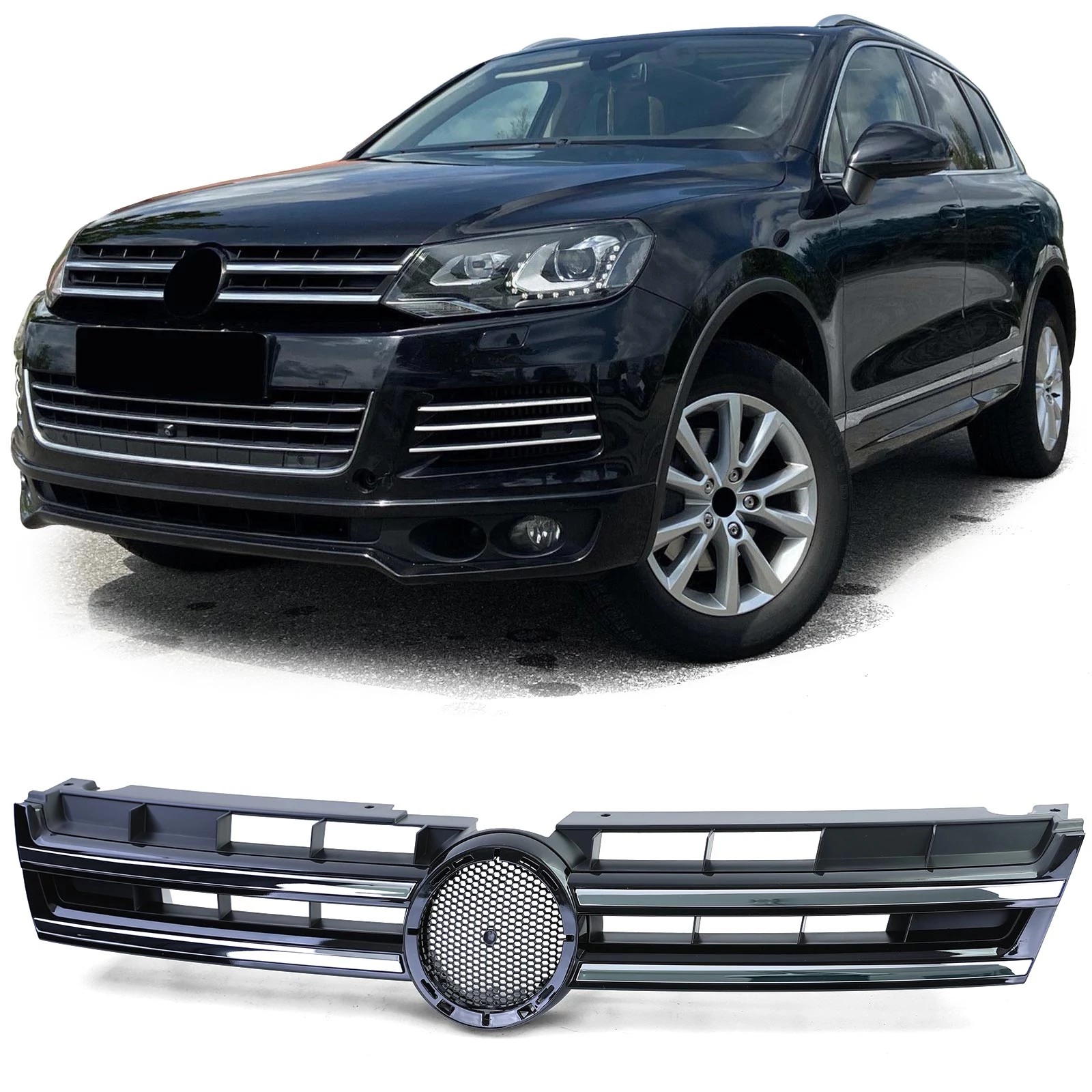 VW Volkswagen Touareg 7P MK2 2010-2014 króm - lakk fekete hűtőrács