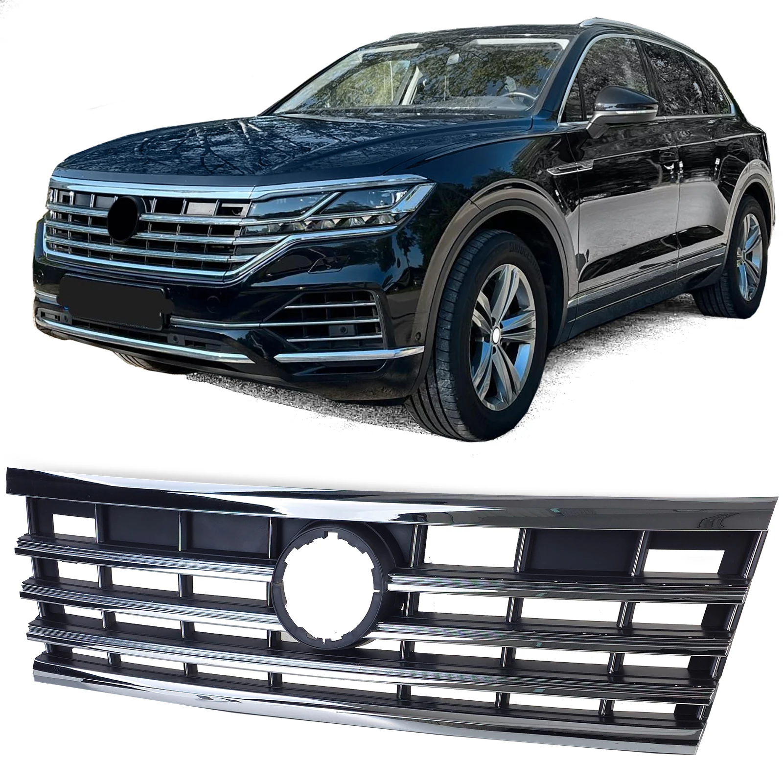 VW Volkswagen Touareg CR MK3 2018- króm - fekete hűtőrács